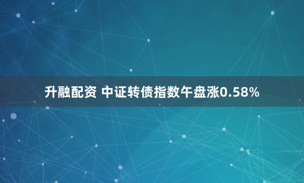 升融配资 中证转债指数午盘涨0.58%